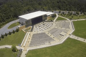An aerial view of the Wolf Creek Amphitheater